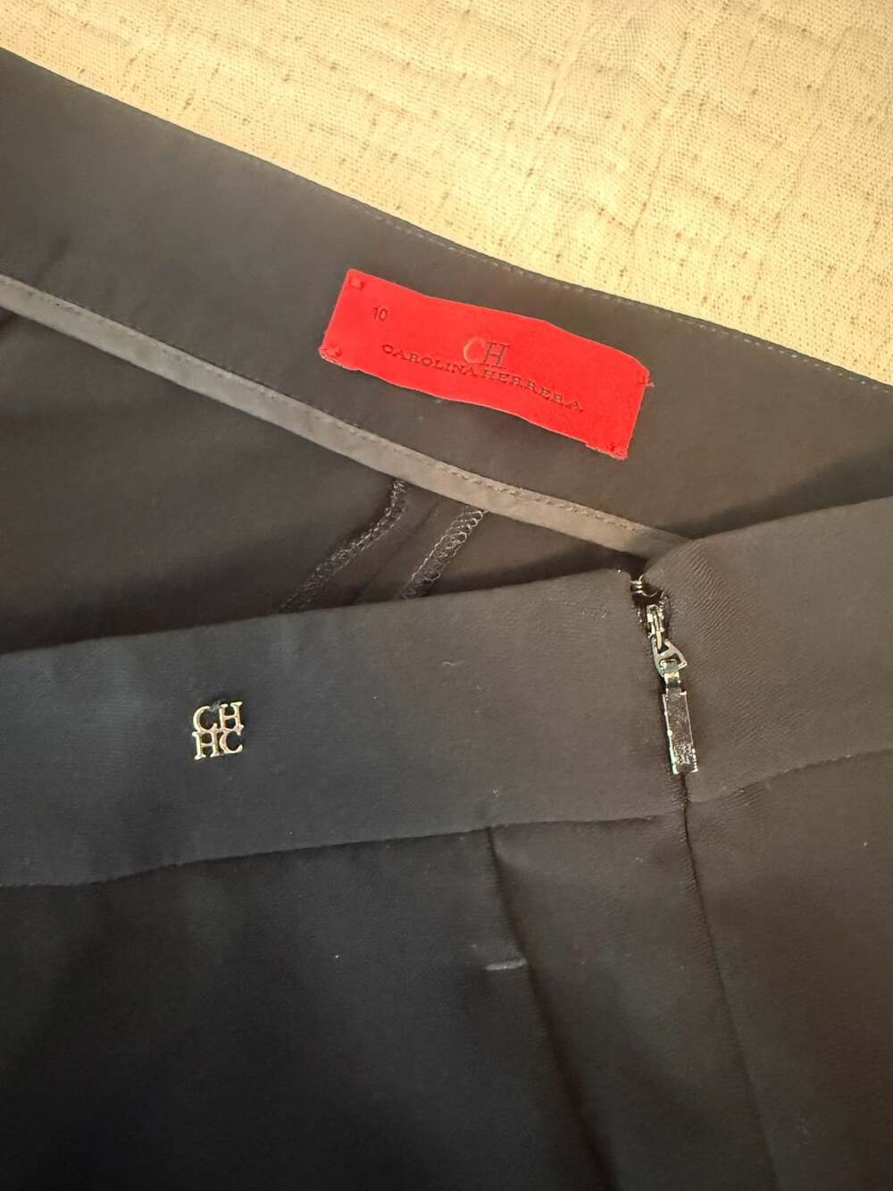 Carolina Herrera Trousers Size 10 Black Dress Pants Logo